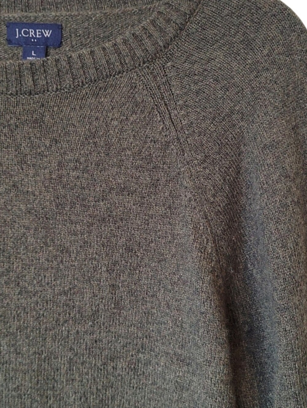 J. Crew Men's Olive Green Wool Blend Crewneck Sweater Size L - Picture 4 of 6